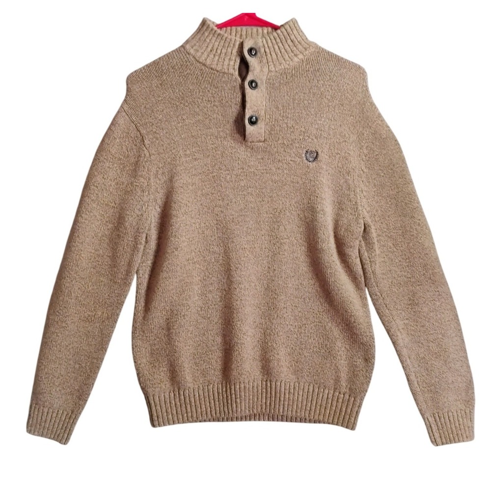 Chaps‎ Men's Cotton Blend Sweater Elbow Patch Henley Knit Pullover M